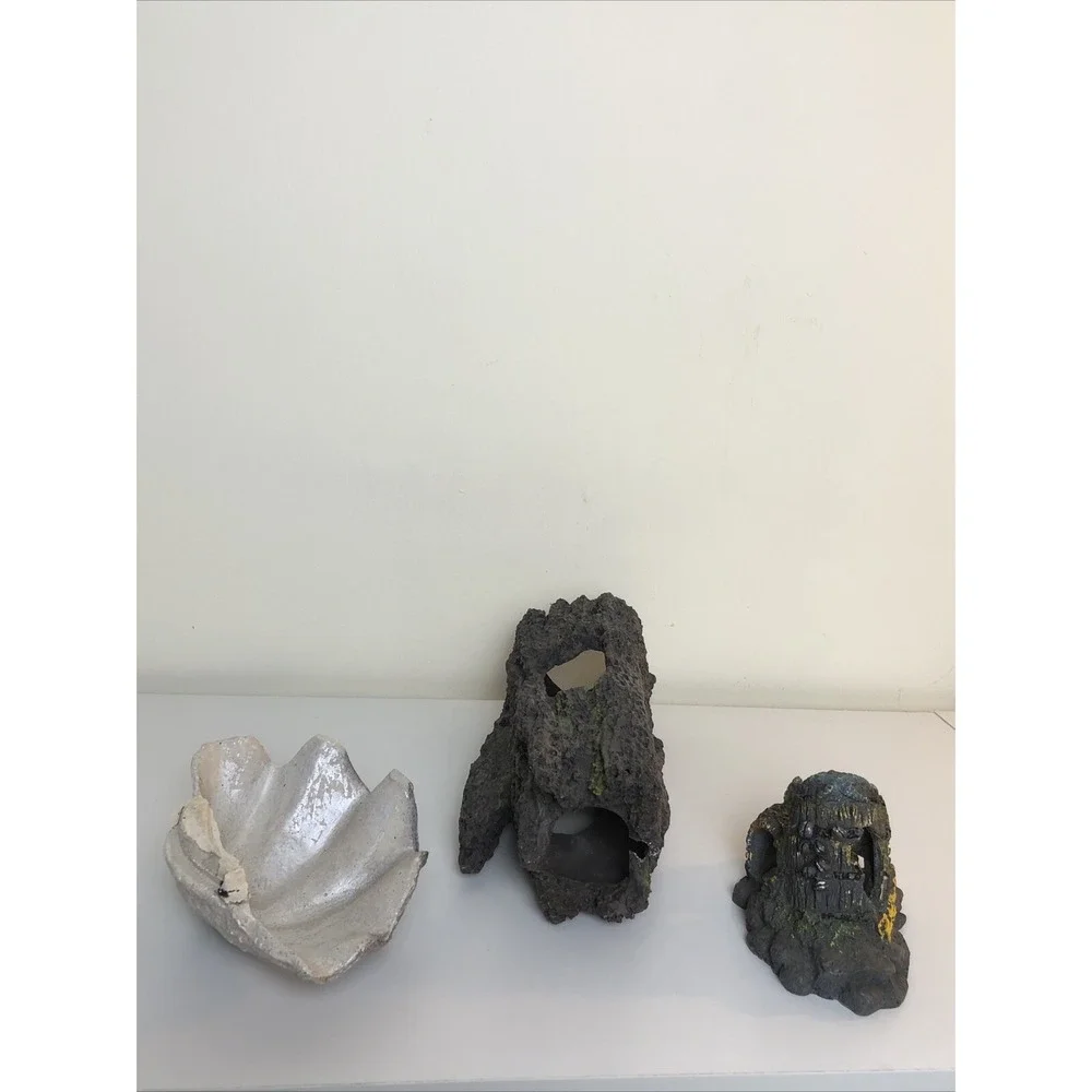 Aquarium Driftwood Log Cave, Barrel Cave and Seashell Decorations Ornaments